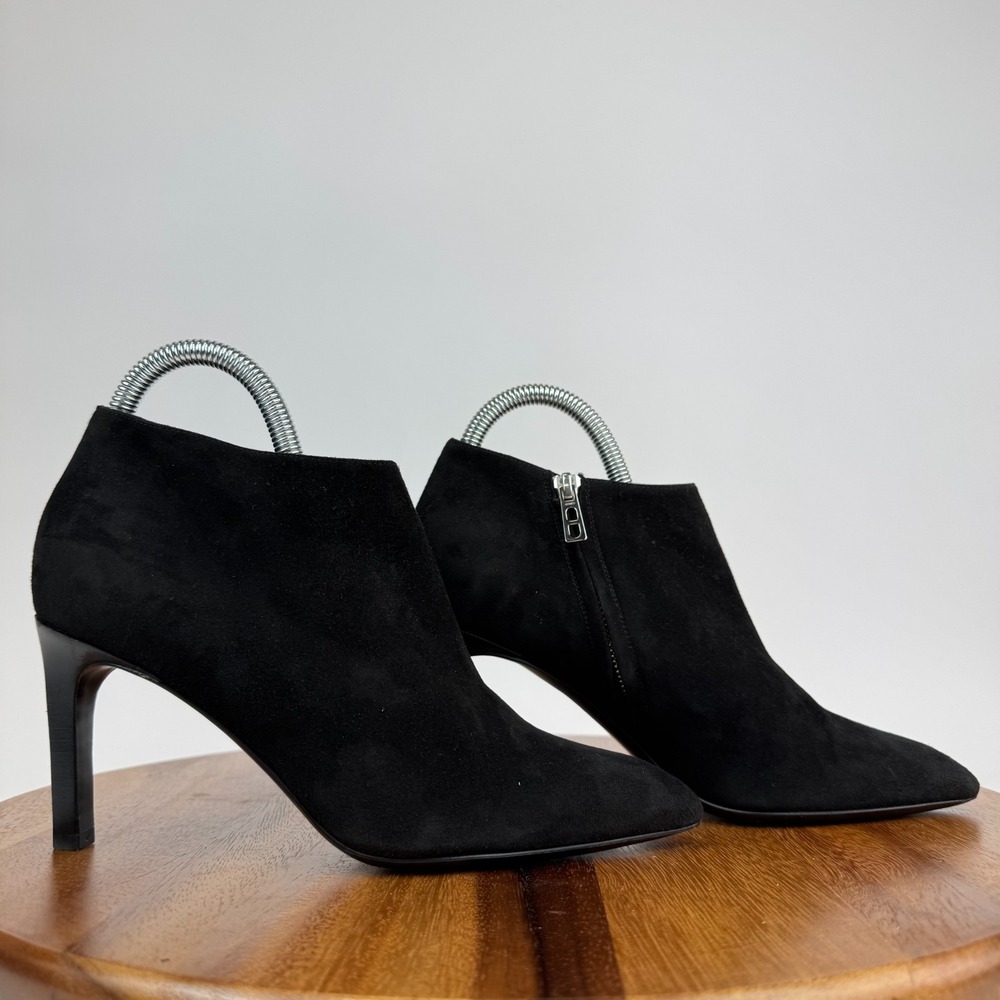 Womens Hermes Black Suede Heeled Ankle Booties Boots Size 37 US 7 M GUC